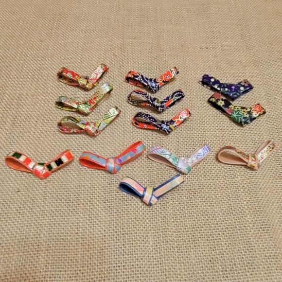 Vtg Japanese Chopstick Rests Set (13) Lucky Bow Tie Shaped...